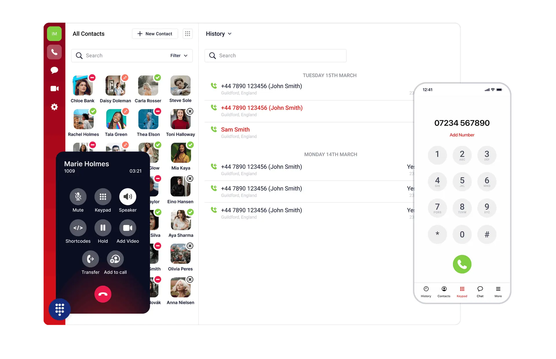 Business VoIP app working across mobile and desktop devices